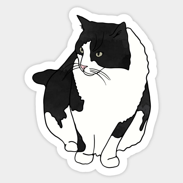 Black and White Cat Sticker by murialbezanson